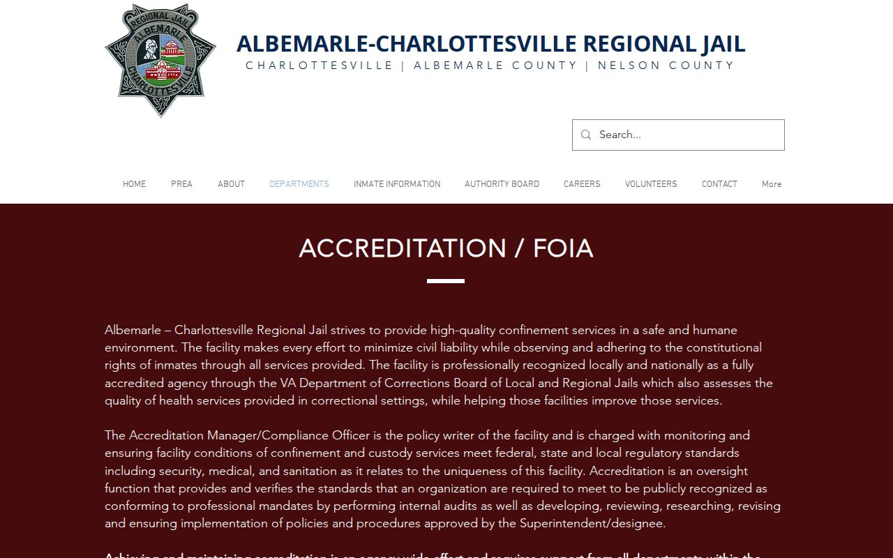 Albemarle County ACRJ booking-record FOIA request source