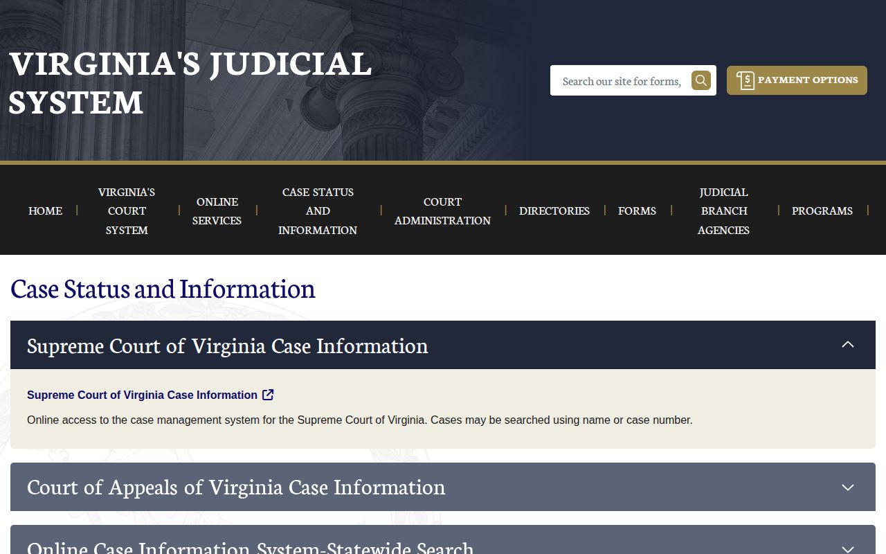 Virginia court case status source for Albemarle County booking dispositions