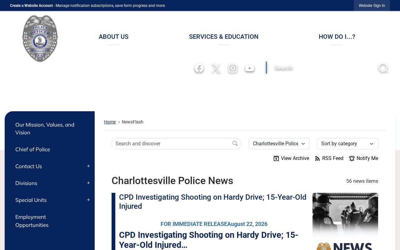 Charlottesville Police News official arrest-record release source